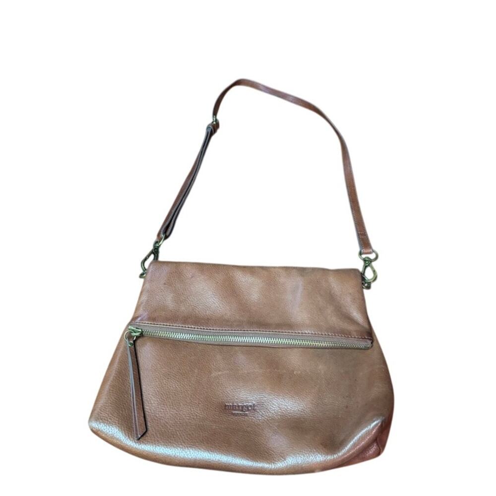 Margot Leather Crossbody Purse Brown Shoulder Bag Zip Top Everyday Handbag
